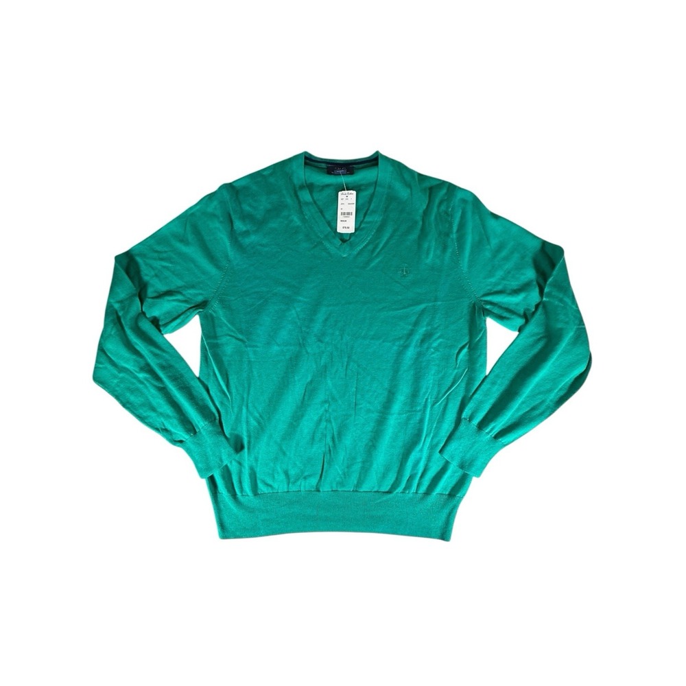 Brooks Brothers 346 Supima Cotton Sweater Medium Torquise V-Neck Pullover Mens